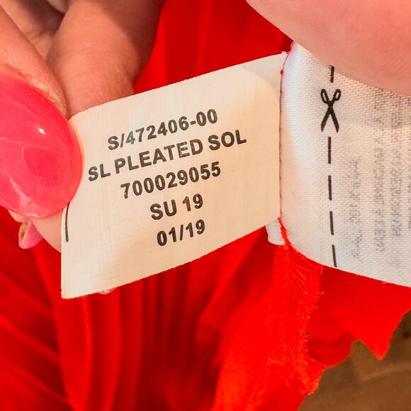 Banana Republic Poppy Red Pleated Maxi Dress-Adjustable Straps-Double Lined-SZ 8 - Picture 8 of 13